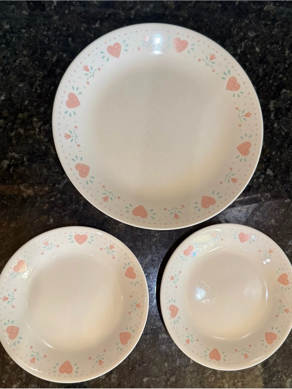 Vintage Cottage Core Forever Yours 3 Piece Corelle Dishes